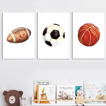 Sportul cu mingea de Baschet, rugby, Fotbal, skate Arta de Perete Panza Pictura Nordică Postere Si Printuri Poze de Perete Pentru Camera Copii Copil