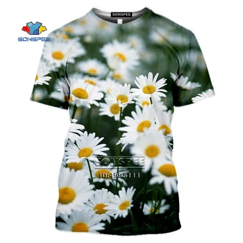 SONSPEE 2020 Daisy Bărbați T-shirt de Imprimare 3D Proaspete Flori Galbene de Vară Casual Harajuku tricou Femei Fitness Topuri Streetwear Tees