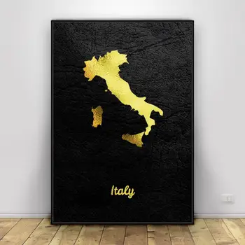 Aur Hartă Artă Italia Panza Pictura Arta De Imprimare Poster De Perete Imagine Minimalist Modern, Dormitor, Camera De Zi De Decorare