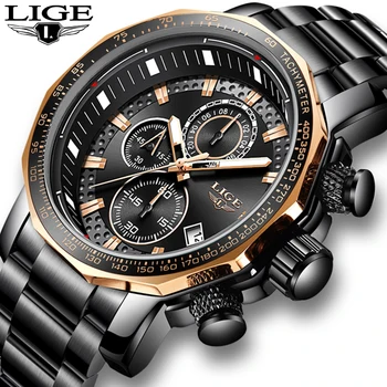 2020 LIGE Moda Cuarț Mens Ceasuri de Top de Brand de Lux din Oțel Inoxidabil Cadran Mare Ceas Pentru Bărbați Militară Sport Impermeabil Ceas