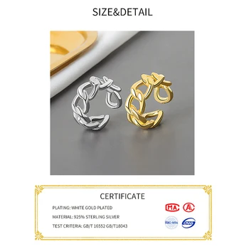 De înaltă Calitate Moda Argint 925 Geometrice lanț de culoare de aur, Inele Reglabile Pentru Femei en-Gros de Bijuterii