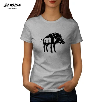 BLWHSA Mistreț Imprimare Tricou Femei Casual de Vara cu Maneci Scurte Amuzant Tricou Hip Hop Wild Boar Animal Print pentru Femei Cămăși