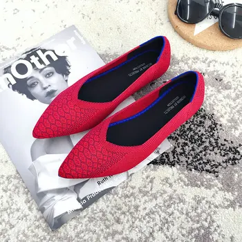 Nouă femei pantofi Casual Subliniat Pantofi Plat 33 Culori Moale Confortabil Respirabil lână tricotate Pantofi de Balet zapatos de mujer