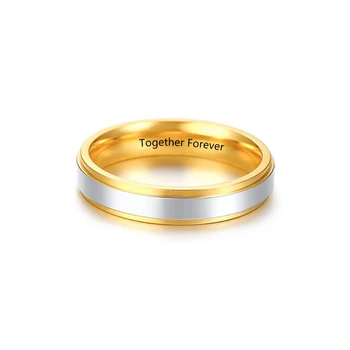 Din Oțel Inoxidabil Personalizate Gravate Două Inele Placate Cu Aur Dragoste Alianța Inele De Nuntă Pentru Bărbați, Femei Promit Cadouri Bijuterii