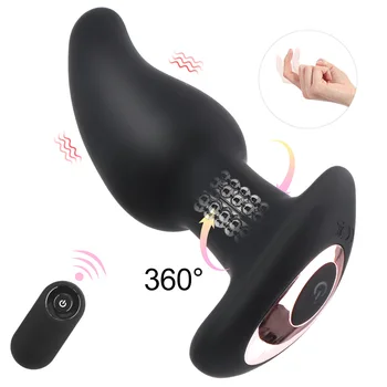 IKOKY Anus un Vibrator Rotație Margele Wireless G-spot Stimulare Clitoris cu Vibrator Anal Plug Telecomanda Jucarii Sexuale pentru Femei Barbati