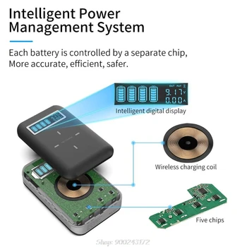 4x 18650 Baterie DIY Qi Wireless Charger USB de Tip C PD Încărcare Rapidă Power Bank Cutie Caz Shell pentru Telefonul Mobil S24 20 Dropship