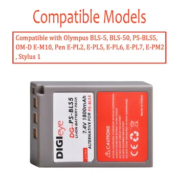 BLS-5 BLS-50 PS-BLS5 Baterie + LED Dual Charger w/ Tip C pentru Olympus OM-D E-M10, Pen E-PL2, E-PL5, E-PL6, E-PL7, E-PM2,Stylus 1