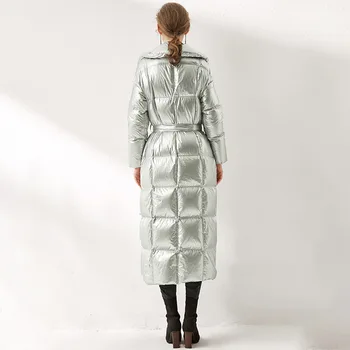 Ulei high-end de îmbrăcăminte pentru femei în Europa și argint în jos jacheta de moda cu mult timp liber șantiere mari în jos jacheta haina