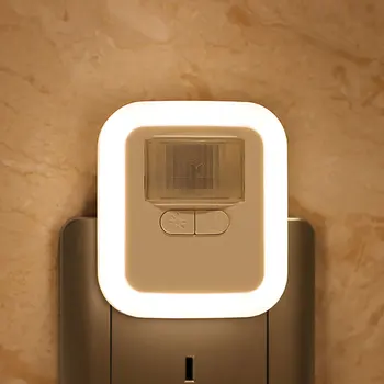 Scări LED Plug-in Senzor de Mișcare de Perete de Lumină Lampă de Noapte cu Luminozitate 30/60/90/120s de Iluminat Reglabil pentru Camera de zi