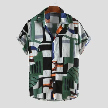 2020 Vintage Barbati Maneca Scurta Tricou Masculin Hawaiian Bluza Rândul Său, În Jos Guler Streetwear Camasa Maneca Scurta Pentru Barbati Tricou Plus Dimensiune