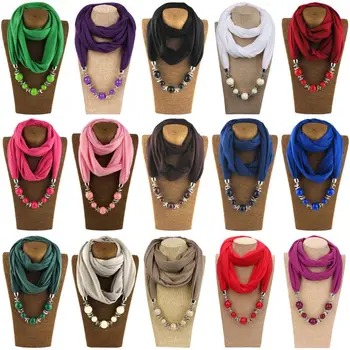 Moda Pentru Femei Cravată Eșarfă Inel Coliere Margele De Culoare Solidă Bijuterii Șal W729