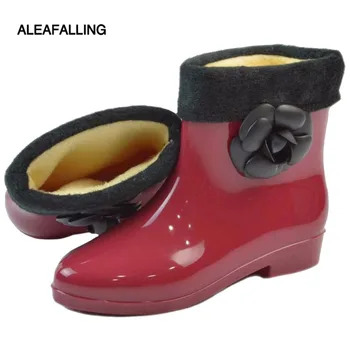 Aleafalling De Moda Cizme De Ploaie Impermeabil Plat Cu Pantofi Femei Apa De Ploaie Din Cauciuc De Flori Glezna Cizme De Bună Calitate Botas W065