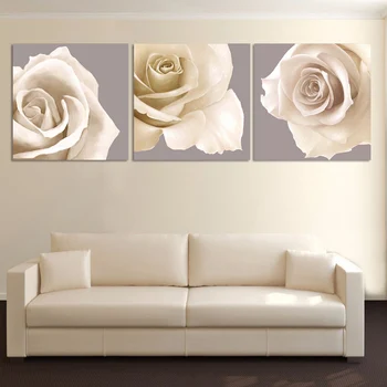 Modular Imagini Cadrul HD Tipărite 3 Panou Alb cu Flori Peisaj Home Decor Perete Living Arta, Tablouri Moderne Canvas