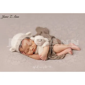 Jane Z Ann Nou-născut Drăguț Animale de Croșetat pentru copii costum de recuzită fotografie mohair pălărie+oaie/miel papusa copil foto recuzită accesoriu