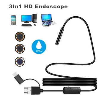 3 în 1 USB Endoscop 720P Puncte de Inspecție Camera Pentru Android de Tip c PC Hard/Soft Cablu rezistent la apa Camera Sarpe