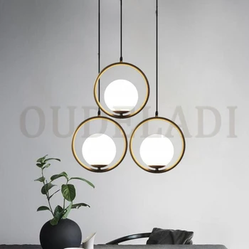 Nordic Minge de Sticlă Lumini Pandantiv Vintage Hoop Aur Modernă cu LED-uri Lampă de Agățat pentru Camera de zi Acasă Loft Industrial Decor corp de Iluminat