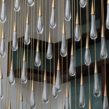 Aur picătură de Apă de Cristal Pandantiv Creative Lumina Europene-stil Lux Lămpi cu LED-uri Moderne de Sticlă Iluminat Interior Restaurant