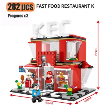 Sembo City Street View inghetata de cafea Burger Shop Mc Fast-food Store Casa Model de Bloc Educationanl Jucărie Cadou de Ziua de nastere