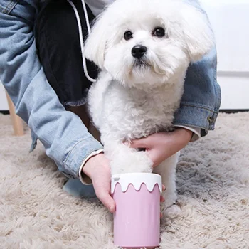 Labă de câine Curat Cupa Portabil de Companie Picior mașină de Spălat Cana Ice Cream Drăguț de Design Perie de Silicon 360 de grade Spălarea picioarelor Cupa Instrument de Curățare