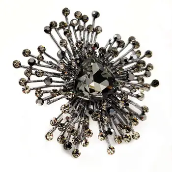 Designer Metalice de Pulverizare a Izbucnit Fațete Taie Gri in Forma de Inima Stras Broșă Cluster de Flori Pin pentru Femei Haina de Iarna Bijuterii