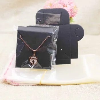2017 noul negru/maro colier ambalare card de bijuterii pandantiv display card cu extended pliat card de ambalare 100buc+100opp sac