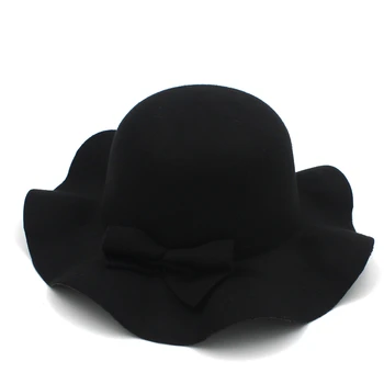 Moda De Toamna Si Iarna Lână Copii Soft Fedora Pălărie Pentru Fete Găleată Cu Capac Feminino Simțit Bowler Soare Pălărie Floppy Copii Pălărie De Flori