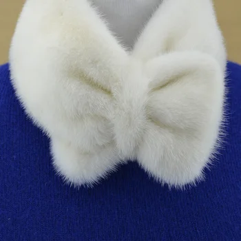 Noua doamnă naturale blană de nurcă arc eșarfă de blană de culoare solidă iubitor de prezente feminine iarna termice de blană de nurcă de eșapament eșarfă gulere