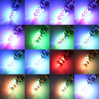 10 Seturi T10 LED RGB Lumina COB Silicon Strobe Flash T10 194 Led RGB Interior Lumina de Lectură Auto T10 Decorative Pană Lămpi cu Led-uri