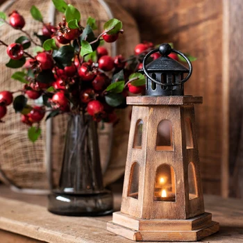 De epocă din lemn de lumină lampă far sfeșnic gradinarit decorare acasă balcon ornamente romantic cadou de nunta