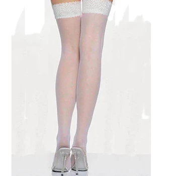 Comeondear Alb Ciorapi Coapsă Mare Stil Subțire Kousen Respirabil Lungi Ciorapi de Dantelă 1 Pereche Solidă Femei Sexy Stocare B2052