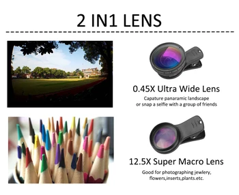 APEXEL lentilă aparat de fotografiat Telefon Super 0.45 x cu Unghi Larg&12.5 x Obiectiv Macro 2 in 1 Digital HD lentile pentru iPhone x 7 8 Samsung s9 s8 xiaomi