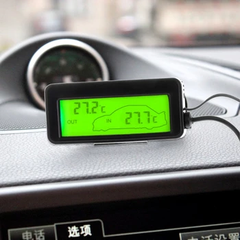 Mini Car Digital Display LCD Interioară în aer liber Termometru 12V Vehicule 1,5 m Cablu Senzor Rosu/Verde
