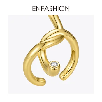 ENFASHION Deschide Curbat Nod Inele Pentru Femei de Culoare de Aur Neregulate Cristal Ring Moda Bijuterii 2020 Crăciun Anillos R204071