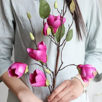 De înaltă calitate flori artificiale 7 magnolia acasă în camera de zi de decorare de nunta mireasa cu flori cadou de Crăciun