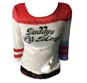 Suicide Squad Harley Quinn Cosplay Costum tricou, Sacou Haina Set Accesorii Cercei Guler Bratara Curea Mănuși