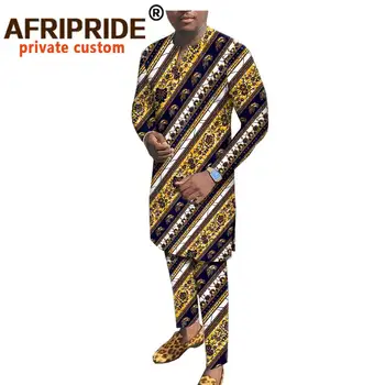 2020 Africane Bărbați Îmbrăcăminte Set Dashiki de Imprimare Topuri Tricouri Bluza si Pantaloni Ankara Florale Tinutele Uza AFRIPRIDE A1916012