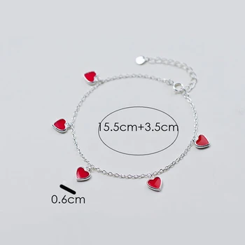 La Monada Argint 925 Minunat Romantic Inima Rosie Bratari Pentru Femei Fete Lanț Fin De Partid Bijuterii Accesorii Cadou
