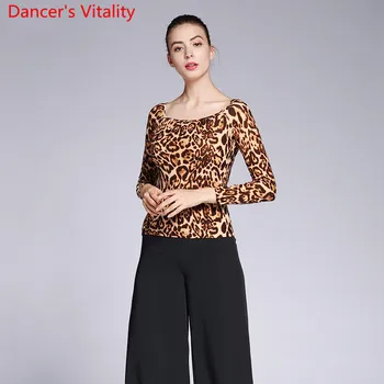 Noul Dans Modern Poarte Femeile Adulte Leopard 2 Tip Gât De Sus Sala De Standard Național Vals Jazz Dans Practică Tren Haine