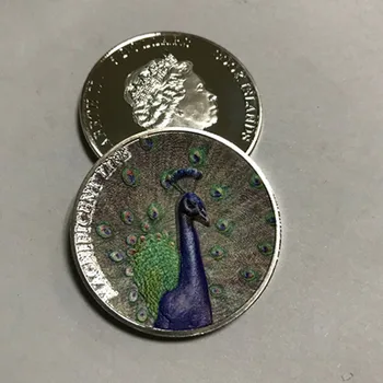 10 buc Non magnetice păun animale 3D grava Elizabeth insigna de argint placat cu 40 mm suvenir de colectie de arta monede
