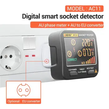 ANENG AC11 Digital Soclu Inteligent Tester Tensiune de Test Soclu Detector de US/UK/eu/AU/SA Plug Ground Zero Linie Faza Verifica Rcd