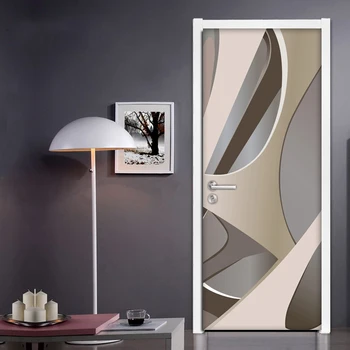 PVC autoadezive Ușa Autocolant 3D Tapet Geometric Decalcomanii de Perete Camera de zi Dormitoare cu Ușă Decor Mural Papel De Parede