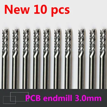 10buc Carbură de PCB CNC Gravura Biți End freze de tăiere gaură endmill 3.0 mm Diametru # ST3.3.012