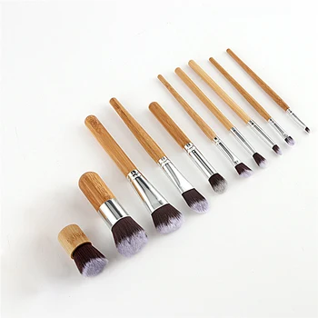 FLD 10buc Set de Perii Machiaj Profesional de Bambus Kabuki Fundația Amestecare Fard Corector de Ochi Pudră de Față Cosmetice Kit de Pensulă