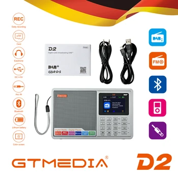 GTMEDIA D2 2.4 inch, Bluetooth Baterie FM, DAB Radio Portabil Multi Band LCD Display Stereo Suport Micro TF Card