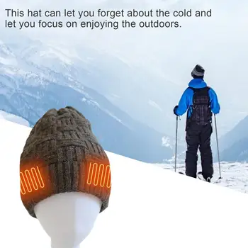 2020 Nou Lavabil Încălzit Pălărie Baterie Încălzit Beanie Hat Electrice Reîncărcabile Iarna Cald Încălzit De Lână Capac Balaclava