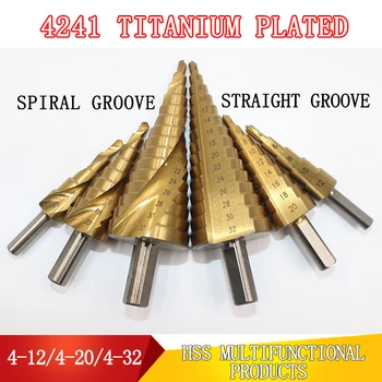 3Pcs pas burghiu 4-12/20/32mm 1/4 multifunctional gaura văzut conice de metal triunghi tija de titan placat cu pagoda în formă HSS pic