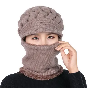 Coral Fleece Pălărie de Iarnă Căciuli Femei Pălărie Eșarfă Cald, Respirabil Lână Pălărie Tricotate Pentru Femei Straturi Duble Capacele de Protecție