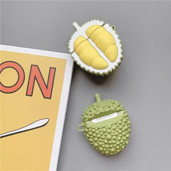 Fructul Durian pentru Airpods 2 Caz Silicon Cover pentru Apple Aer Păstăi Drăguț Cască Caz 3D de Înaltă Calitate Căști Cazul Accesorii