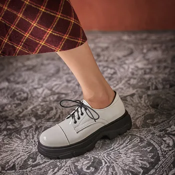 FEDONAS Retro din Piele Femei Pantofi Platforma Cross Legat Tocuri Indesata Pantofi Pentru Femei de Calitate Petrecere de Lucru Pantof de Femeie