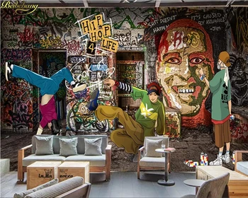 Beibehang Foto Personalizate de hârtie de Perete Murală Europa Graffiti Hip-Hop Rock Bar Muzica KTV Perete 3D imagini de fundal pentru camera de zi